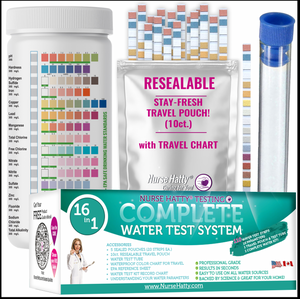 Nurse Hatty - 110ct. 16in1 Complete Water Test Strips - Home Water Quality Test - Well and Tap Water - Easy Testing for pH, Hardness, Fluoride, Iron, Copper and More!