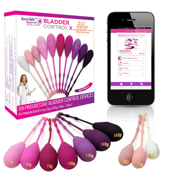 Nurse Hatty - Bladder Control X Deluxe Kit - Ten Progressive Bladder Control Devices for Urine Incontinence & Leakage - Training Guide with Optional App. to Track Your Progress (Women)