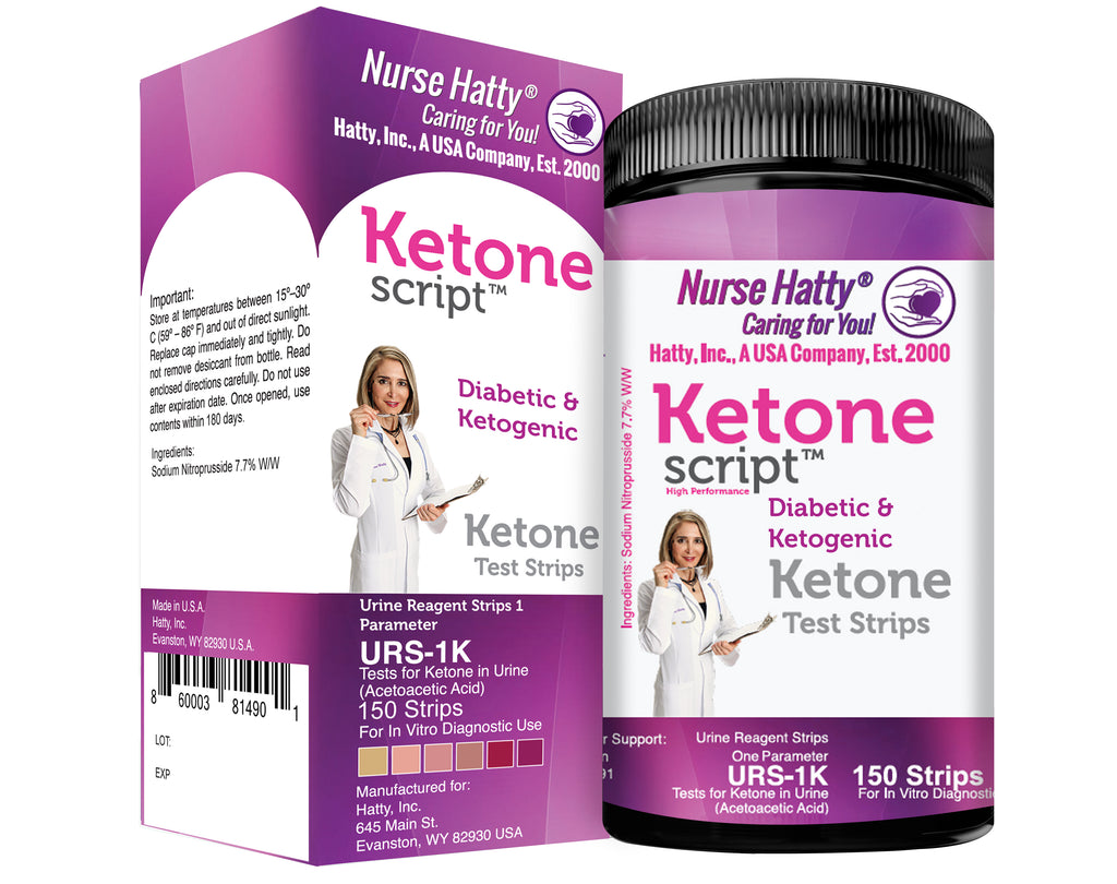 Nurse Hatty - Diabetic & Ketogenic Keto Strips – Fresh – USA-Made – High-Performance – Now Lasts 6 Months - 2-year Shelf Life (150ct. Long Ketone Test Strips)
