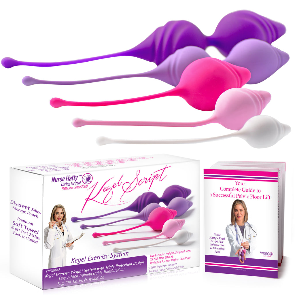 Nurse Hatty Premium Kegel Exercise Weights – Doctor Preferred Pelvic Floor System for Bladder Control w/ 7-step Training Guide - 5 Progressive Weights & Sizes - Perfect for Every Size Woman